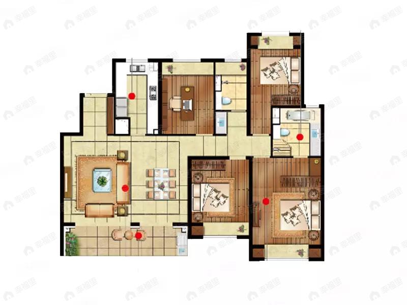4室2厅2卫建面146平东南户型图