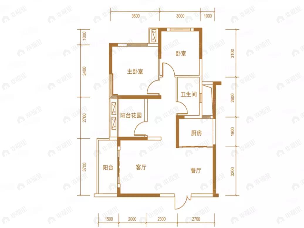 恒基凯旋门2室2厅1卫户型图