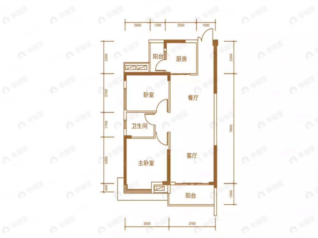 2室2厅1卫建面87平户型图