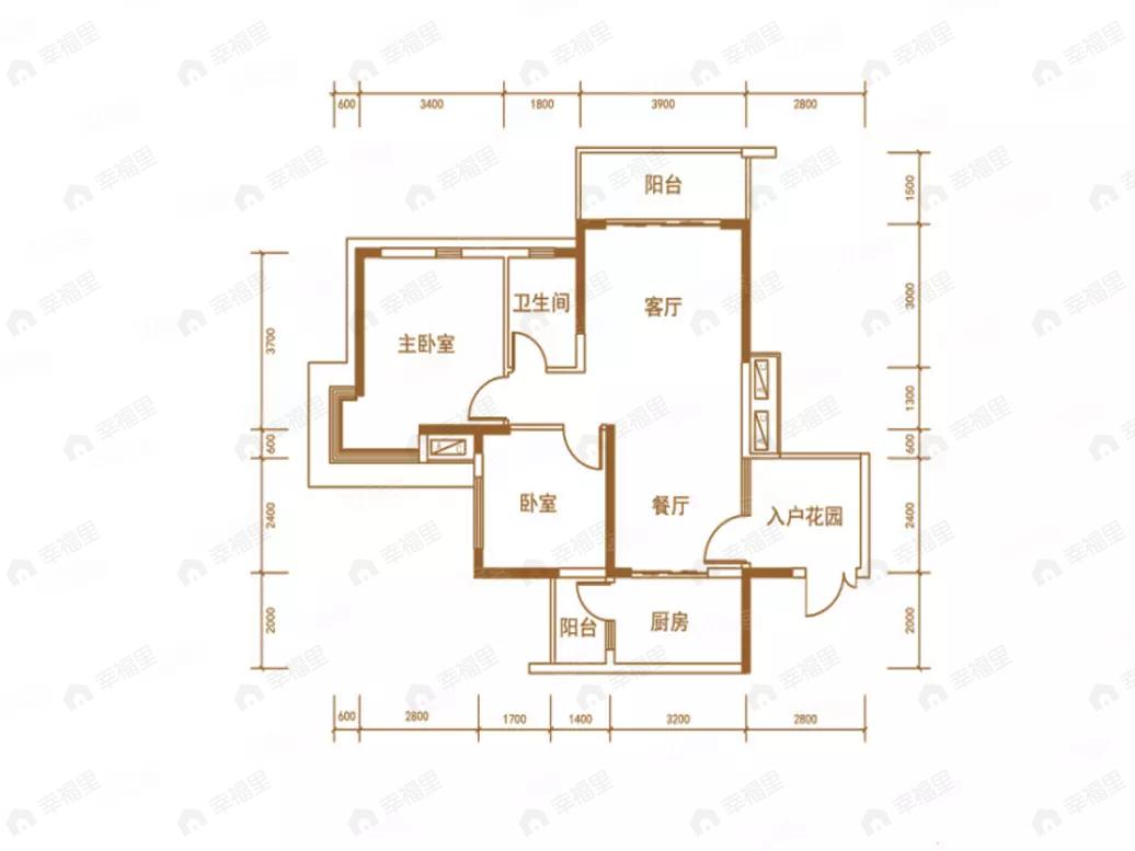 2室2厅1卫建面85平户型图