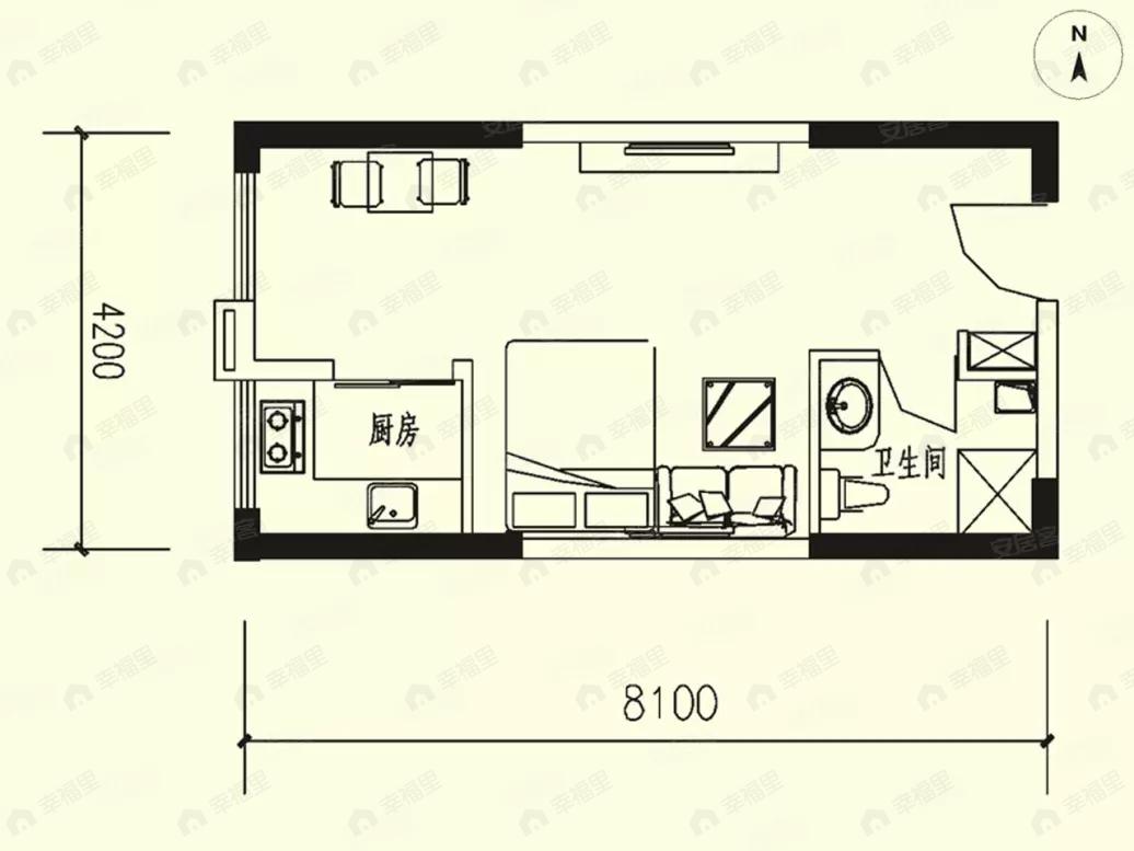 建面43平户型图