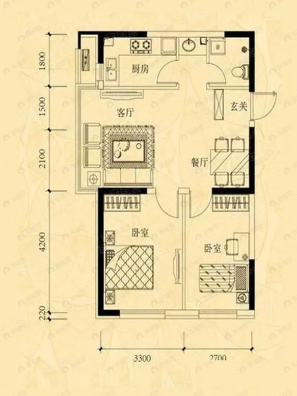明华香峪兰溪2室2厅1卫户型图