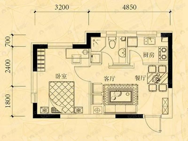 1室1厅1卫建面47平户型图