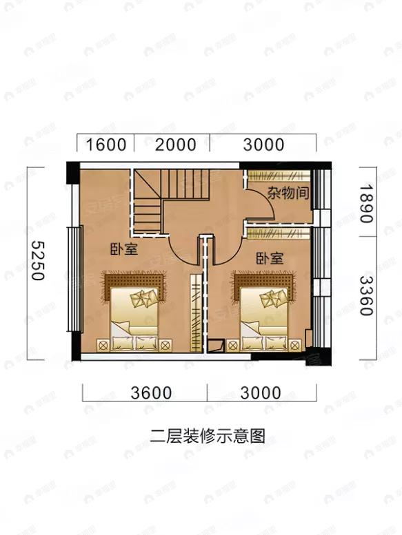 58品牌公寓馆·金色城市2室1厅1卫户型图