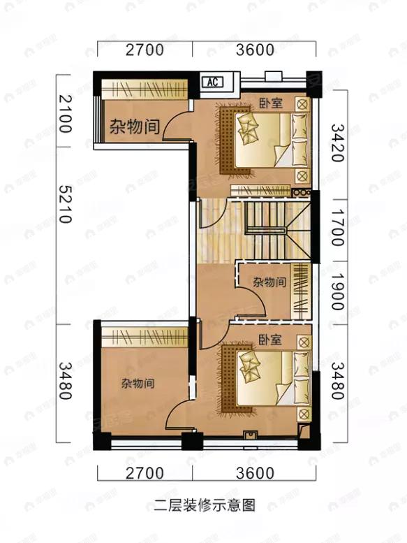 58品牌公寓馆·金色城市3室1厅1卫户型图