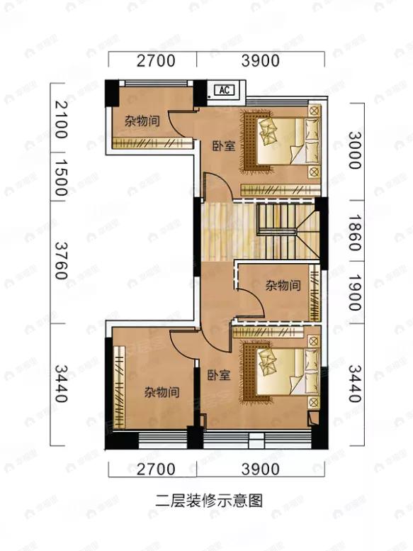 58品牌公寓馆·金色城市3室1厅1卫户型图