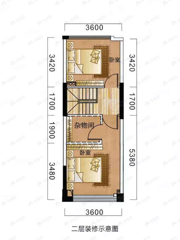 58品牌公寓馆·金色城市2室1厅1卫户型图