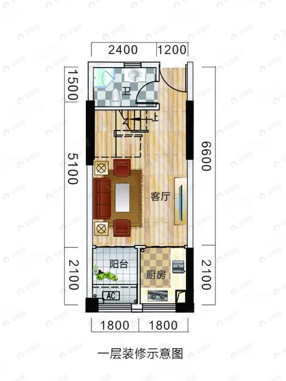 3室1厅1卫建面46平户型图
