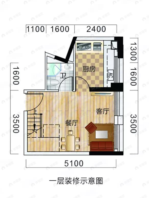 3室1厅1卫建面40平户型图