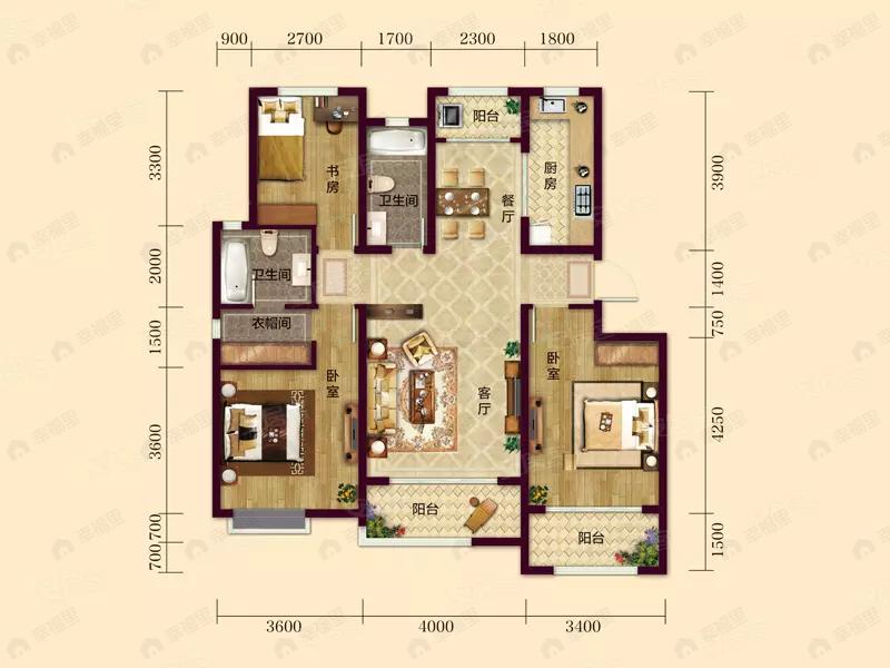 银丰唐郡牡丹园3室2厅2卫户型图