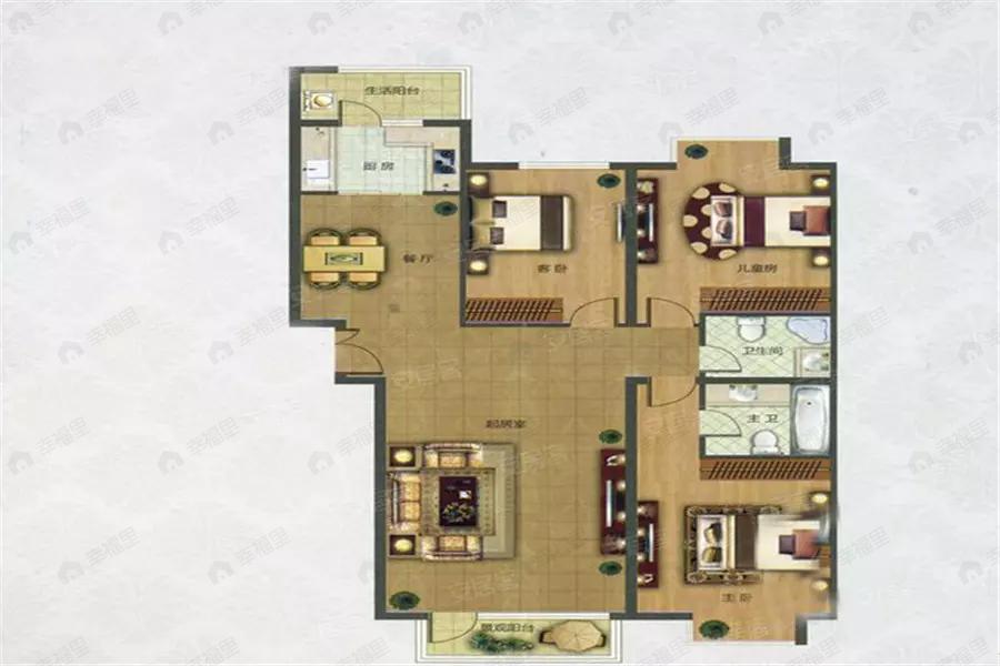 3室2厅2卫建面149平户型图