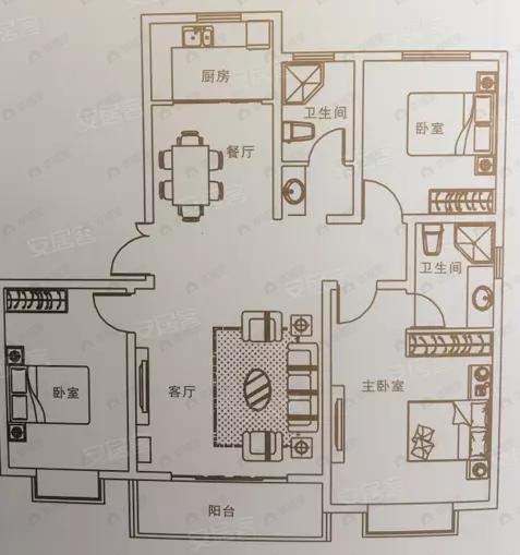 凤凰城3室2厅2卫户型图