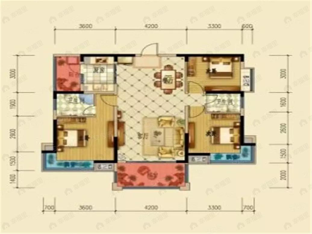 3室2厅2卫建面119平户型图