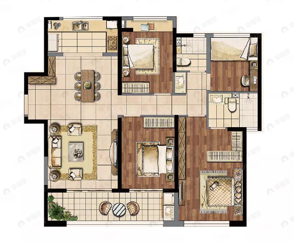 建发泱誉4室2厅2卫户型图