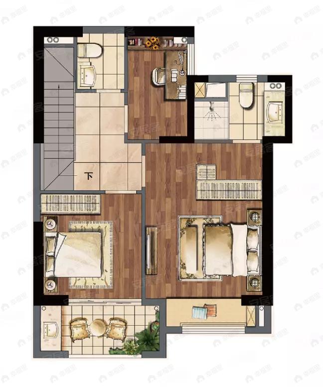 4室2厅3卫建面122平南户型图