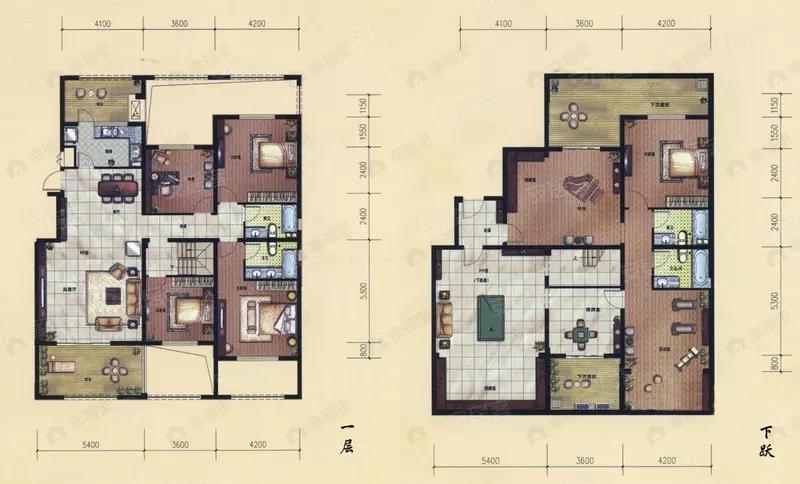 8室4厅4卫建面349平南户型图