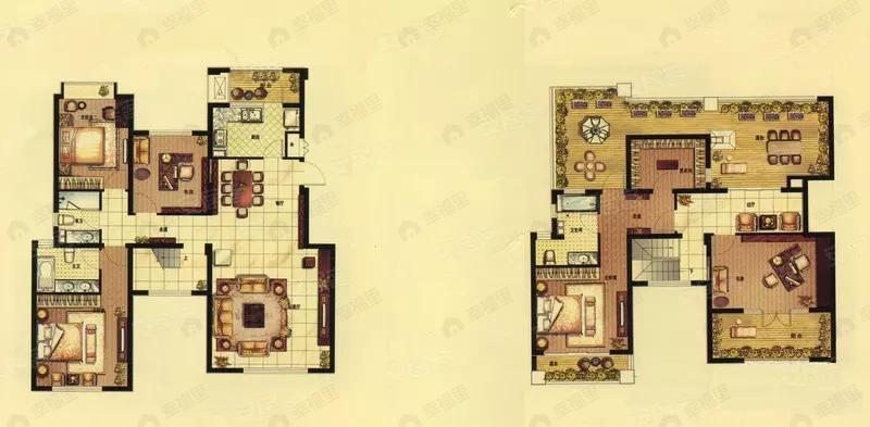 5室2厅3卫建面214平南户型图