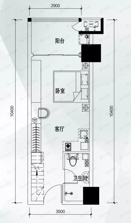 建面44平户型图