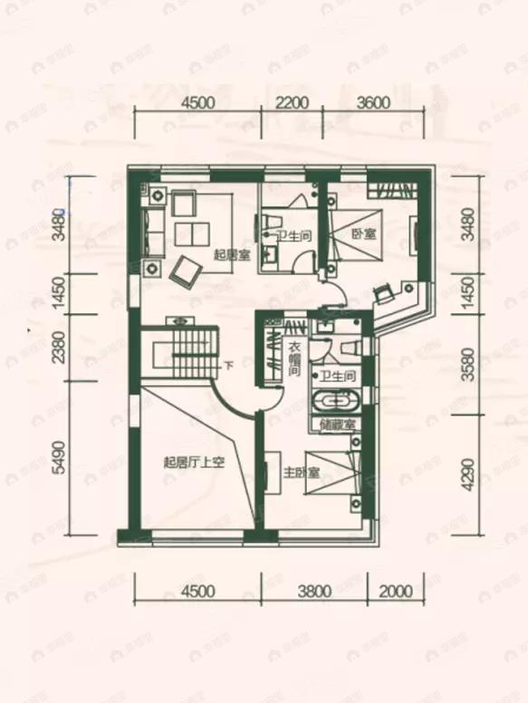 4室3厅4卫建面270平户型图