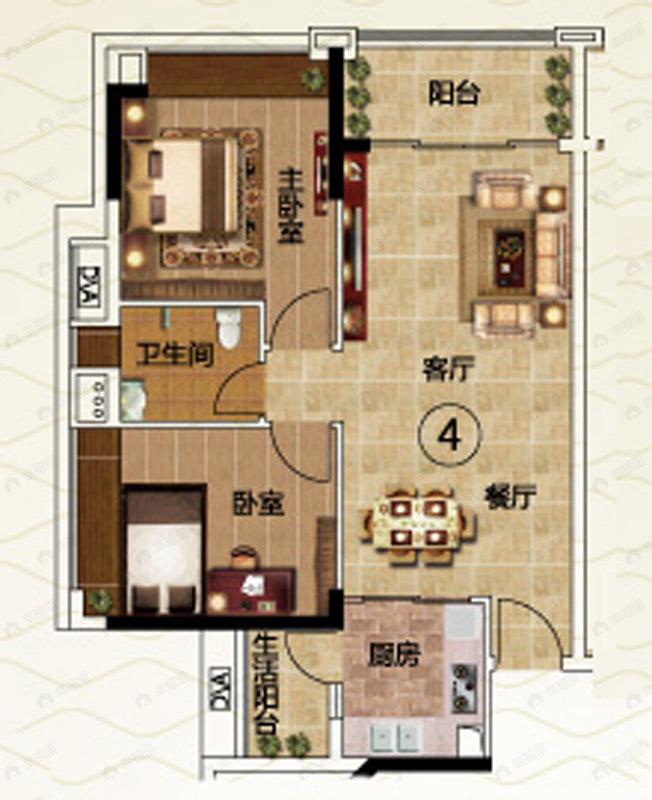 2室2厅1卫建面72平户型图