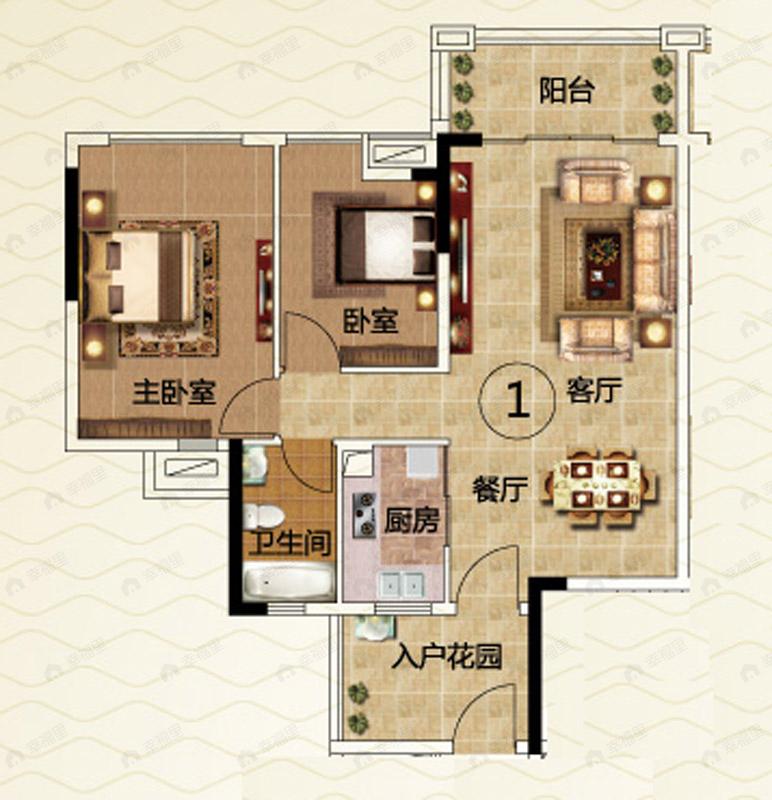 2室2厅1卫建面81平户型图