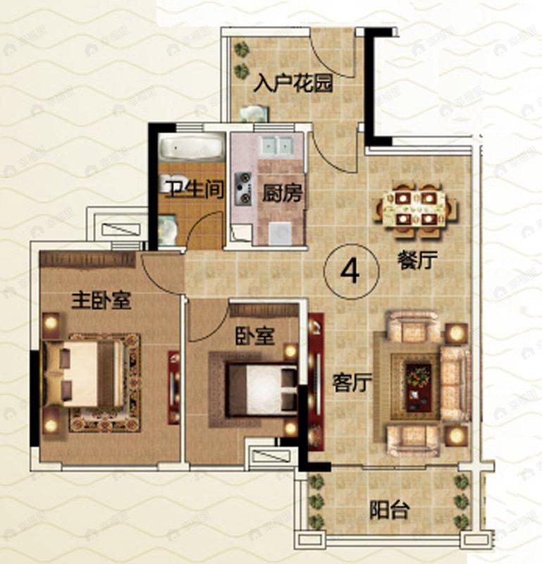 2室2厅1卫建面81平户型图