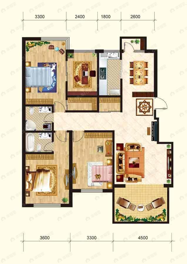 4室2厅2卫建面145平undefined户型图