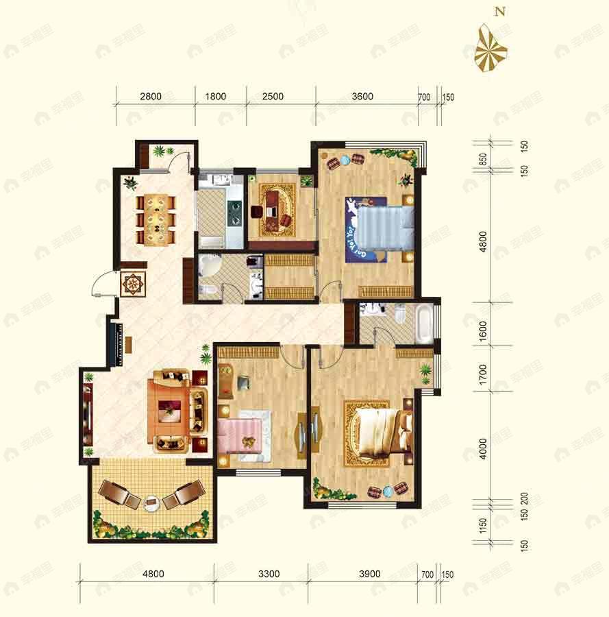 4室2厅建面157平undefined户型图