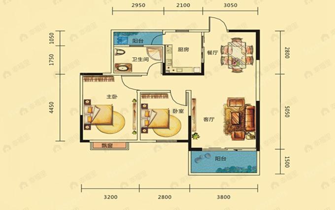 观府壹号2室2厅1卫户型图