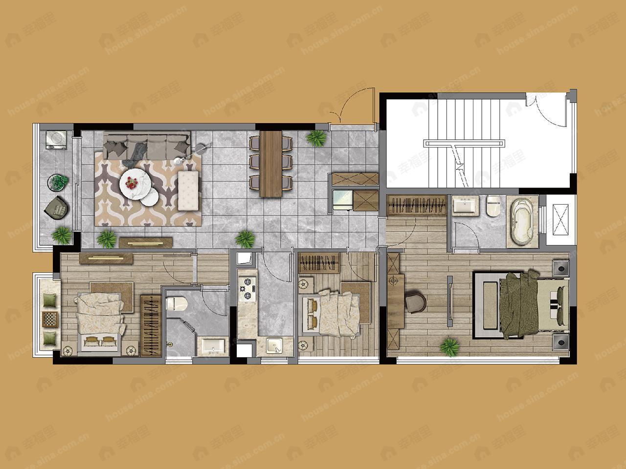 3室2厅2卫建面128平户型图