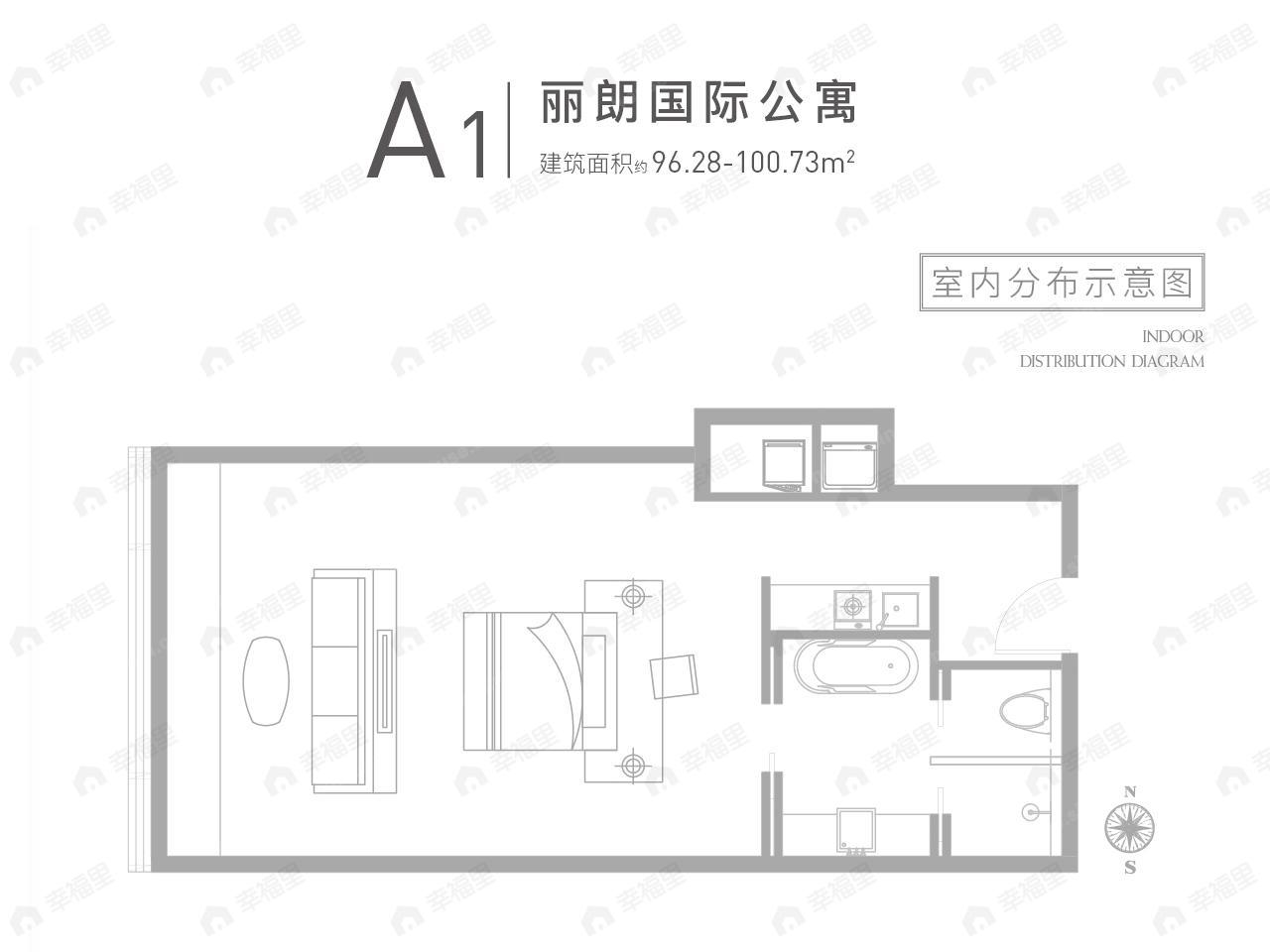 1室1厅1卫建面96平户型图
