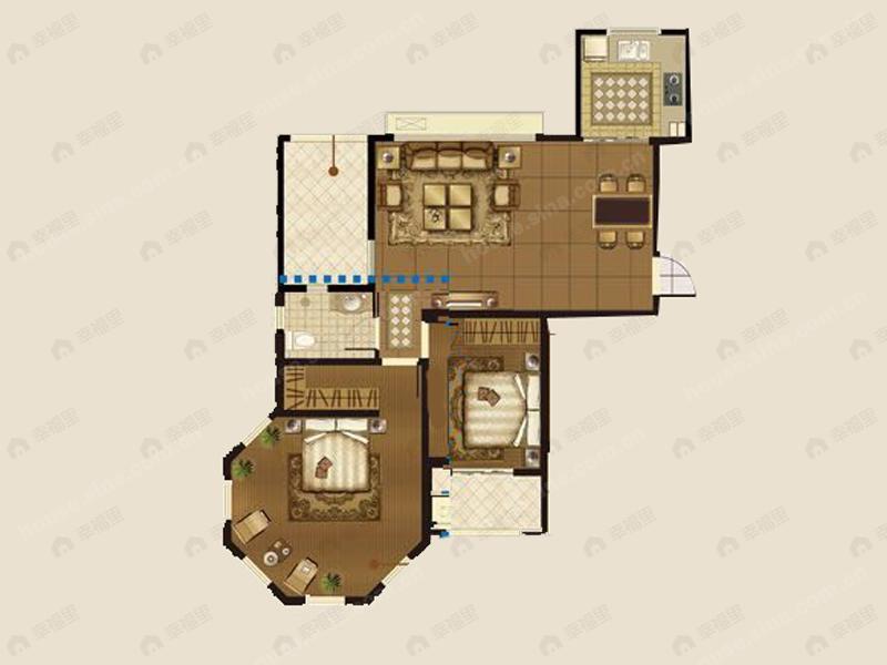 2室2厅1卫建面100平undefined户型图