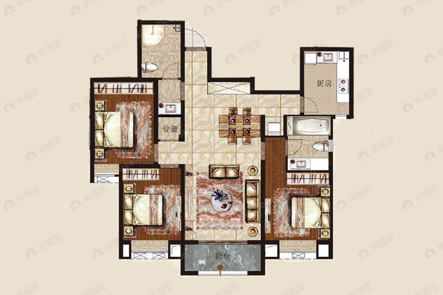 3室2厅2卫建面124平undefined户型图