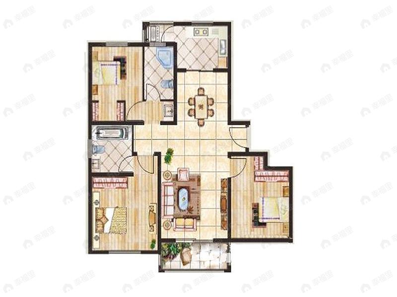 新城尚品2室2厅2卫户型图