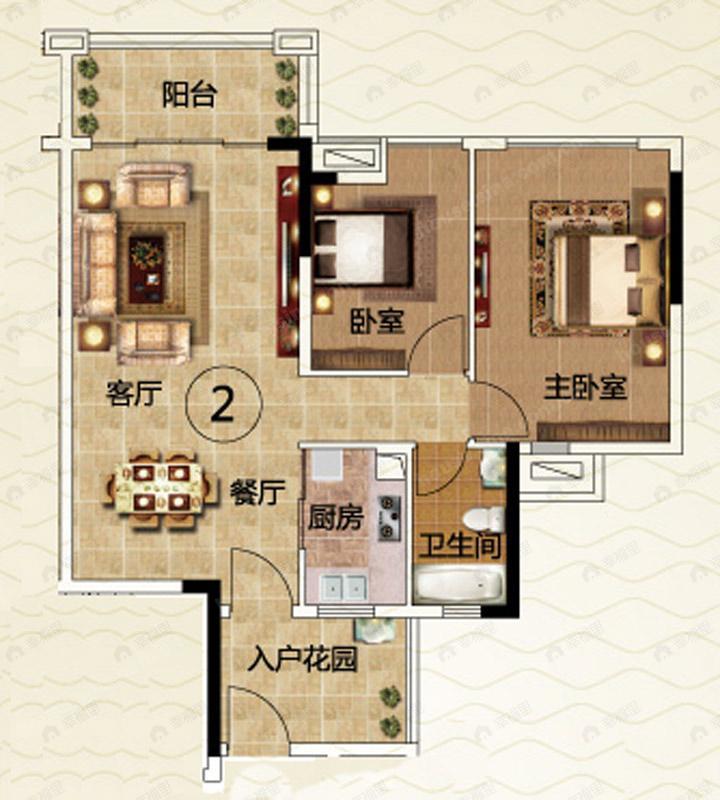 2室2厅1卫建面81平户型图