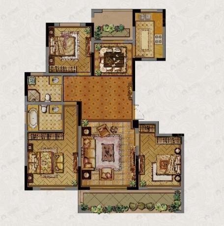 3室2厅2卫建面143平户型图