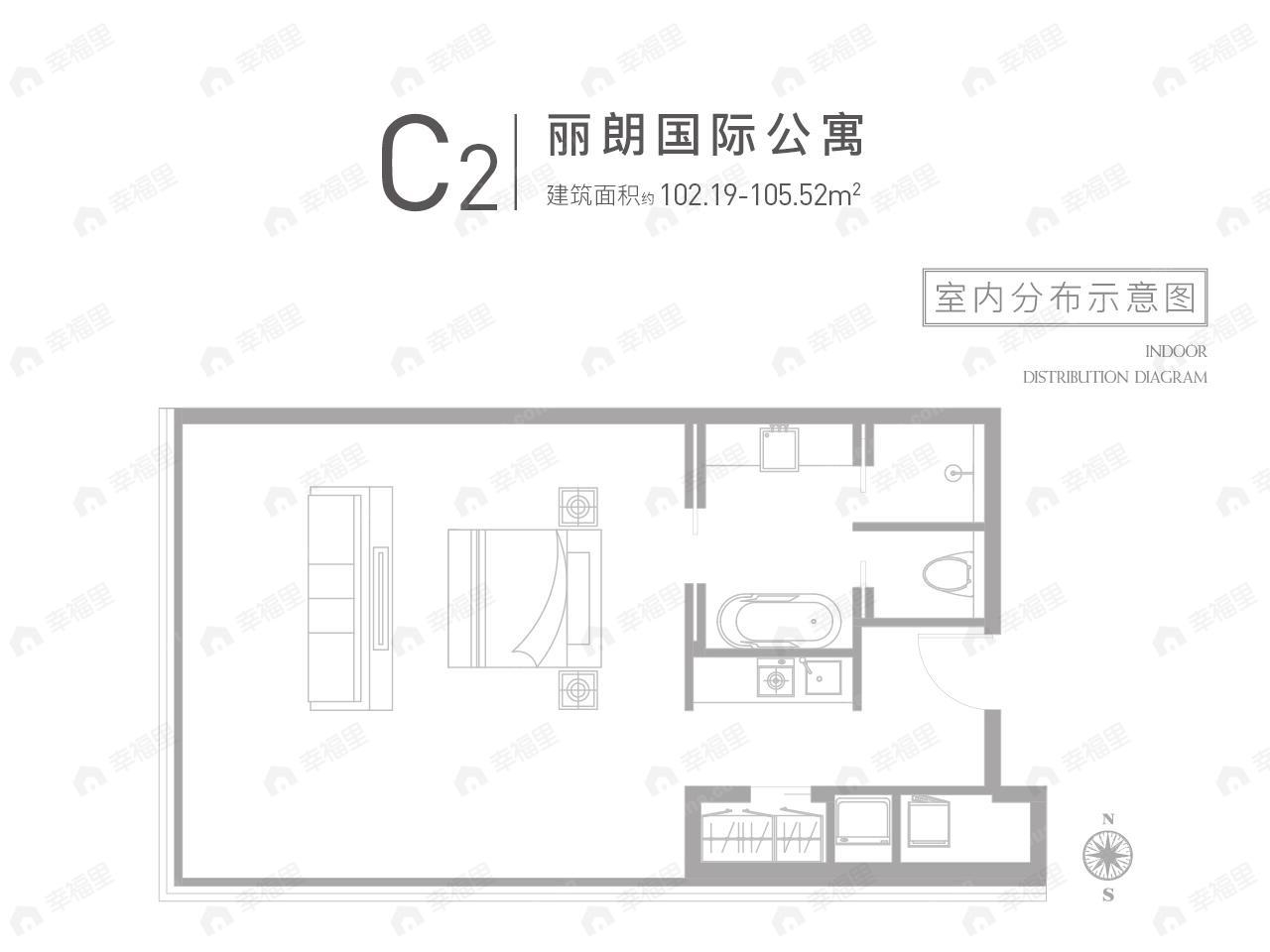 1室1厅1卫建面102平户型图