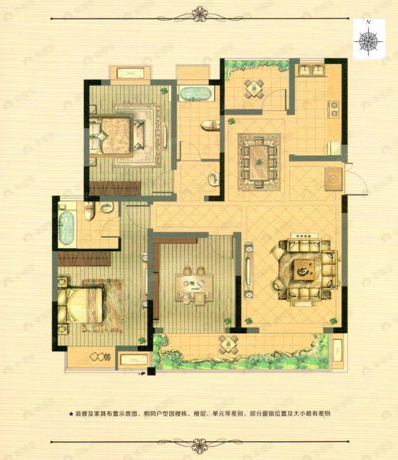 3室2厅2卫建面127平undefined户型图