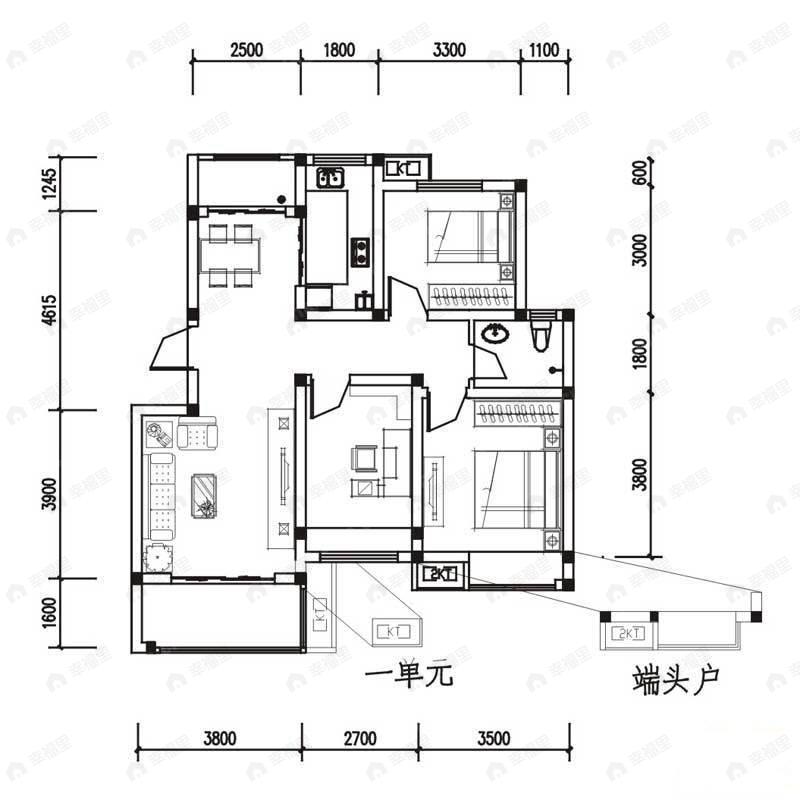 建面84平户型图