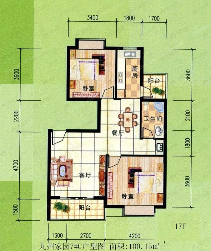 建面100平户型图