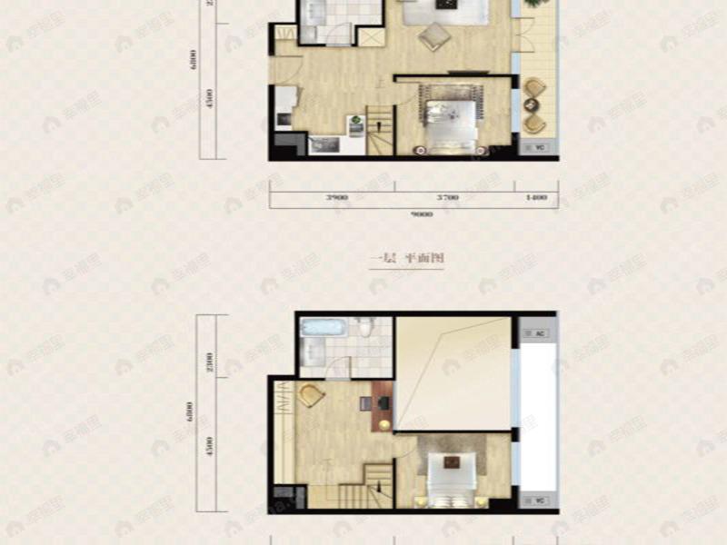 2室2厅1卫建面80平户型图