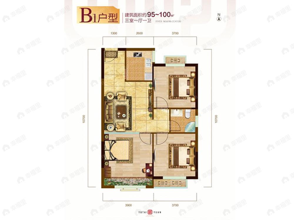 3室1厅1卫建面95平户型图