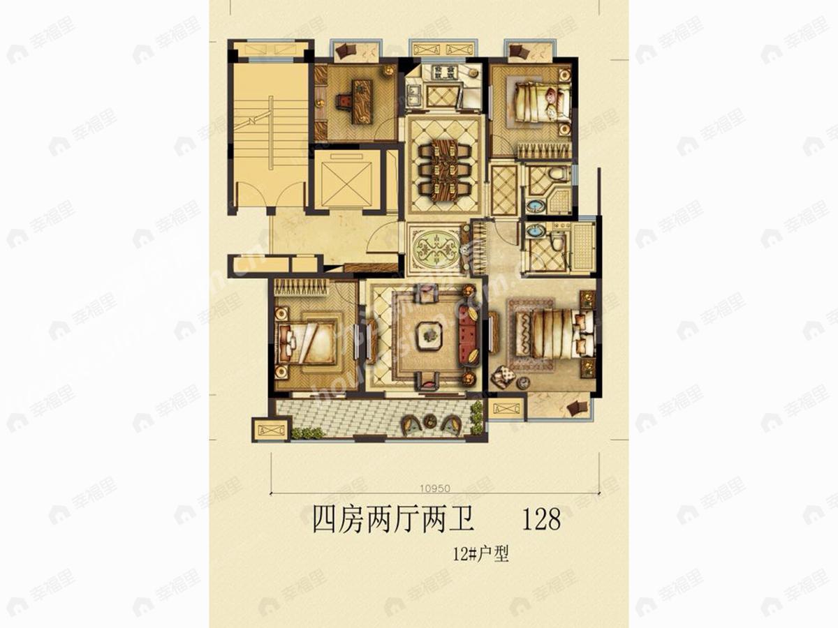 4室2厅2卫建面128平户型图