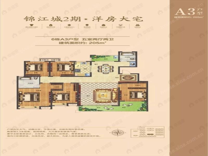 锦江城3室2厅2卫户型图