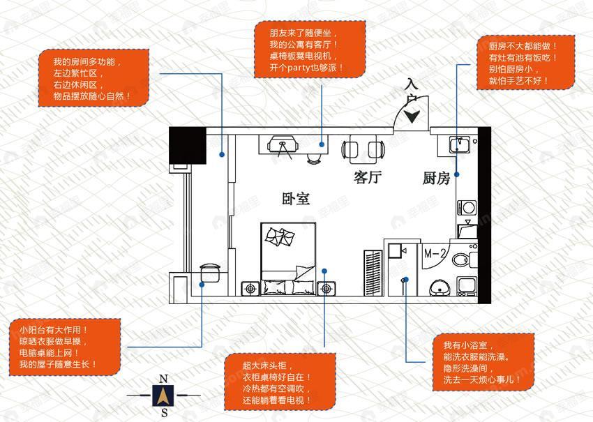 1室1厅1卫建面48平undefined户型图