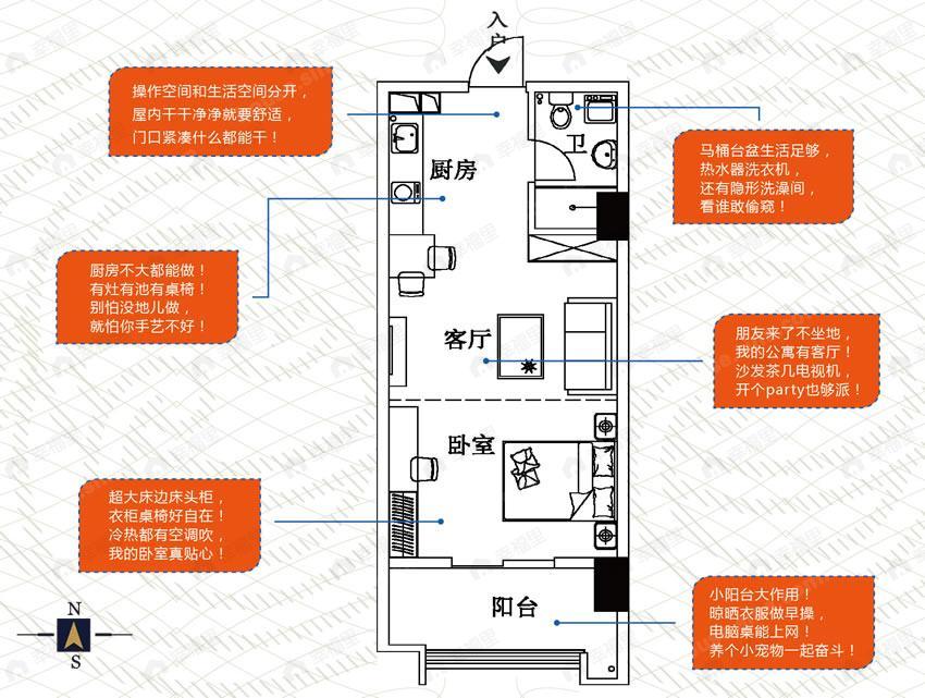 1室1厅1卫建面100平undefined户型图