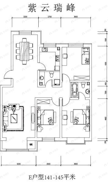 2室1厅1卫建面100平户型图