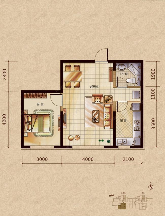 1室1厅1卫建面100平undefined户型图