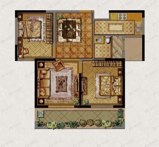 2室2厅1卫建面93平户型图