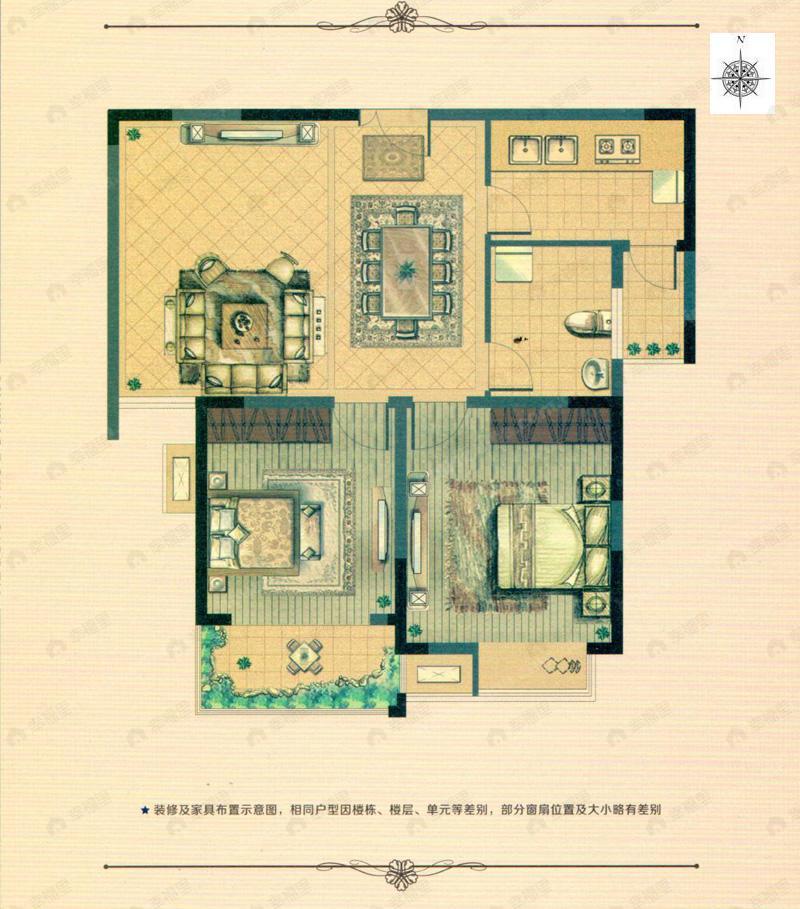 2室2厅1卫建面87平undefined户型图
